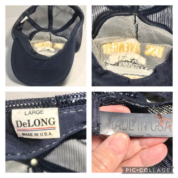 Vintage USS Avenger MCM-1 Navy Ship Snapback Hat Cap Mens Blue Large Made inUSA - Picture 14 of 14